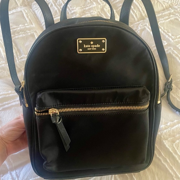 Kate Spade Bradley Small Black Nylon & Leather Backpack – Gold Hardware - Picture 7 of 8